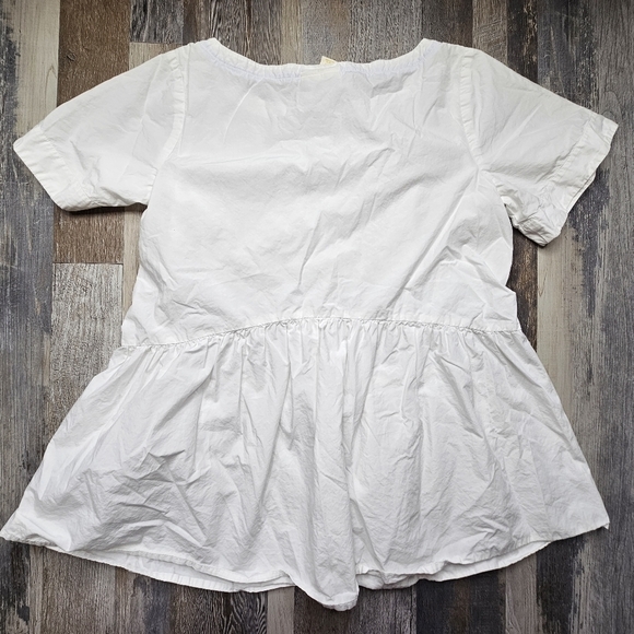 Maeve by Anthro Darla Poplin Shirt White Short Sleeve Small - Picture 1 of 9